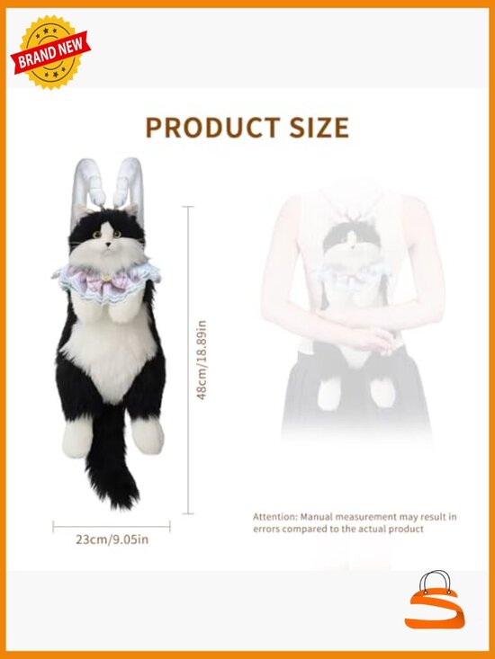 Handcrafted Realistic Cat Backpack Plush Stuffed Animal Bag main image 6